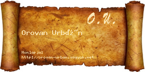 Orovan Urbán névjegykártya